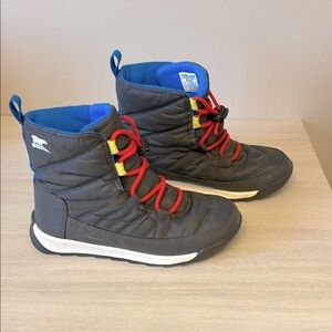 Sorel Gray and Red Winter Boots Insulated Waterproof